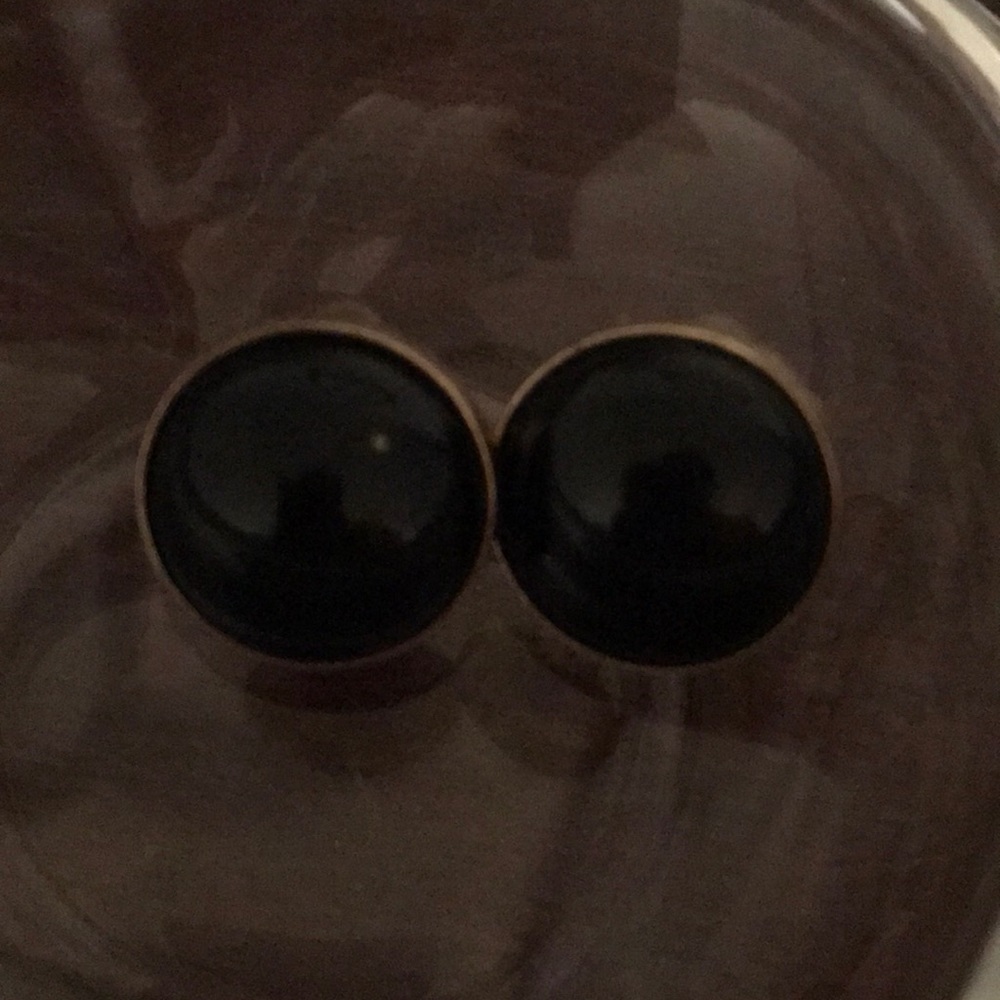 Black and gold circle earrings